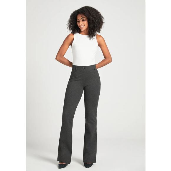 Betabrand Pants - Betabrand XL Charcoal Gray Yoga Dress Stretch Elastic High Waist Bootcut Pants